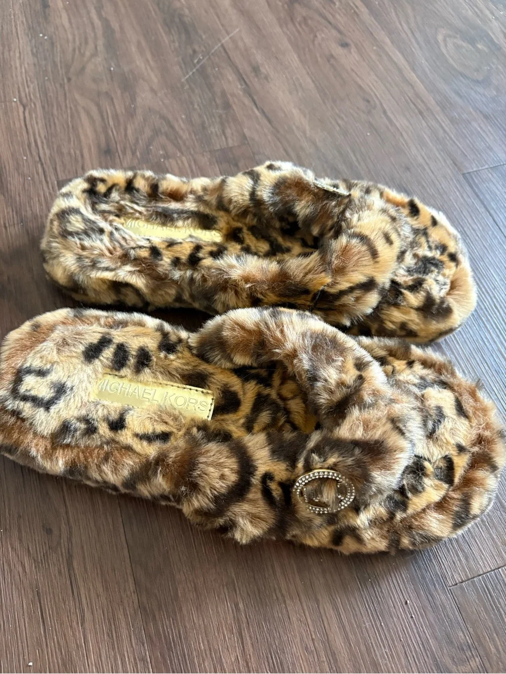 Michael Kors Leopard Faux-Fur Flip Flops - Tan & Black